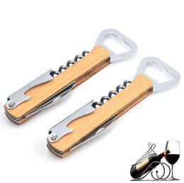 Wood Handle Professional Red Wine Opener Screw Bottle Stainless Steel Corkscrew for Waiters Sommelier Bartender SN4407