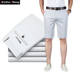 6 Color Casual Shorts Men Summer Straight Elastic Business Fashion Thin Short Pants Male Brand Khaki Beige Black Navy 210622