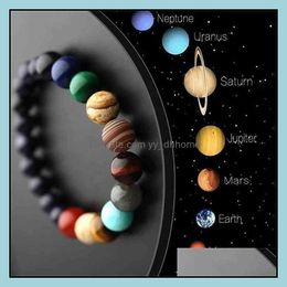 Charm Bracelets Jewellery Lover Eight Planets Natural Gem Bracelet Universe Yoga Chakra Galaxy Solar System Bead Mens And Womens Drop Delivery