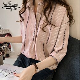 Fashion Plus Size Women's Tops And Blouses Casual Cothing Female Striped Shirt Women Blouse Blusa Feminine 1179 40 210508