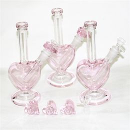 Heart Shape Glass Water Pipes Bongs Hookah Dab Oil Rig with heart bowls ash catcher wax dabber tools