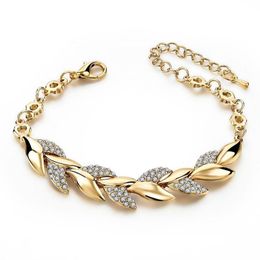 low priced jewelry UK - Beaded, Strands Drop Super Low Price 18K Gold Leaf Bracelet Crystals Natural Zircon Wholesale Fashionable Wedding Jewelry