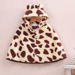 Leopard Baby Clothes Outfits Fleece Baby Boy Cloak Newborn Cape Girls Shawl Infant Coats Hooded Mantle Blanket Jackets 210413