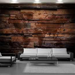 American Vintage 3d Wallpaper Simple and Retro Wooden Map Mural Living Room Bedroom Modern Home Decoration Wallpapers Wall Papers
