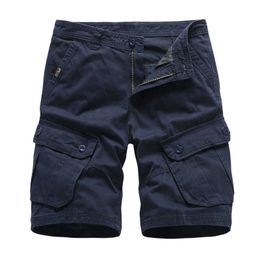 Navy Mens Cargo Shorts Brand Army Military Tactical Men Cotton Loose Work Casual Short Pants Drop 210714
