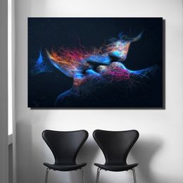 Modern Decorative Painting Blue Colour Kiss Pictures Printed On Canvas Wall Abstract Art Decoration Canvas Prints