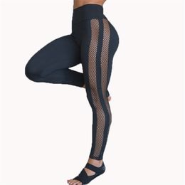Ogilvy Mather Women Fitness Leggings High Waist Leggins Soild Mesh Patchwork Leggings Gothic Insert Mesh Design Sexy Pants 211014