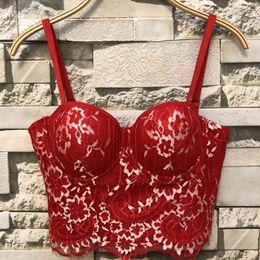 Fashion Lace Vest Hollowed Out Summer Spell Outside Wearing Embroidered Women's Clothing Bustier Crop Tops 210527