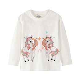 Jumping meters Unicorns Print Baby T shirts Cotton Cute Animals Clothing Long Sleeve Top for Autumn Spring 210529