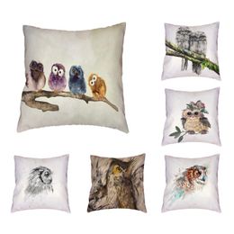 Cute Woodpecker With Friends Playing Polyester Peach Skin Pillowcase Car Chair Living Room Bedroom Home Decor Cushion Cover Cushion/Decorati