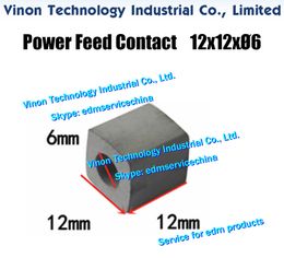 (5PCS Pack) 12x12x6mm Power Feed Contact edm spare parts for TAIZHOU WEDM-HS/MS machines High / Middle Speed wire cutting. width 12, height 12mm, diameter 6mm