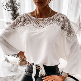 Spring White Blouses With Lace Vinatge Plus Size Long Sleeve Shirts Women Embroidery Sexy Ladies Tops Blusas 12459 210415