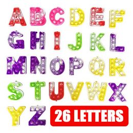 26 Letters Push Bubble Fidget Toys Children 26PCS Keychain Stress Reliver Toy Christmas Gift for Kids