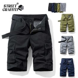 2021 New Spring Men Cotton Cargo Shorts Clothing Summer Casual Breeches Bermuda Fashion Beach Pants Los Cortos Cargo Short Men X0705