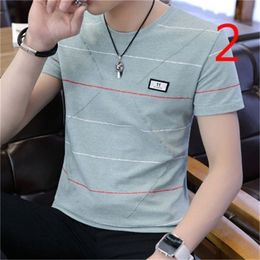 Summer short-sleeved t-shirt men's Korean version of Slim personality trendy handsome half-sleeved clothes 210420