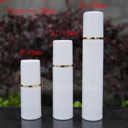 Empty White Airless Lotion Cream Pump Plastic Container ,Travel Cosmetic Skin Care Bottle Dispenser Gold Strip