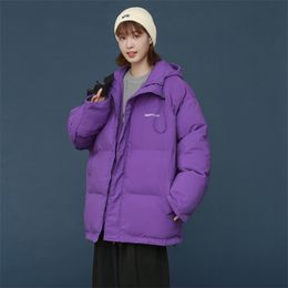 Women Down Feather Jackets Coat Winter Fashion Thick Warm Bubble Plus Size Oversized Puffer Cotton Padded Purple Outwear 211011