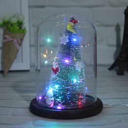 LED Christmas Tree With Glass Cover Xmas Decor Simulation Trees Ornament Belt Light Festival Home Party Decoration Ornaments BH4960 WLY