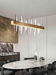 Pendant Lamps Simple And Light Luxury Crystal Restaurant Chandelier Post-modern Personality Creative Stainless Steel El Club Dining Tab