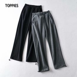 Toppies Pantaloni della tuta lavorati a maglia casual Pantaloni da jogging a vita alta neri grigi Pantaloni da donna con fondo regolabile 210412