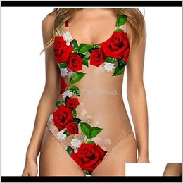 Women'S Swimwear Apparel Women Summer Bikini One Piece Swinsuits Skin Colour Pineappale Watermelon Rose Beach Swim Bikins Clothin Xvb02