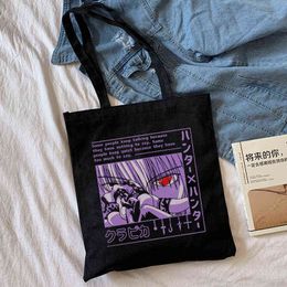 Japanese Hunter x Hunter Kurapika Anime Canvas Bag Shopper Cartoon Letter Print Large Capacity Punk Vintage Shoulder s