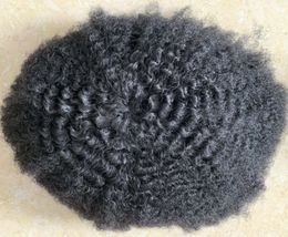 4mm 1b#/grey and 1#/grey Afro Kinky Curl Full Lace Toupee Mens Wig Malaysian Virgin Human Hair Replacement for Black Men Fast Express Delivery