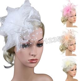 Feather Mesh Hair Headbands Fascinators Hat for Women Tea Party Headband Derby Wedding Hat Cocktail Hair Clip