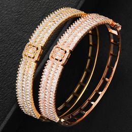 Jimbora Original Design Luxury Cuff Bangle Jewelry for Women Full Micro Cubic Zircon Jewelry Bangle for Women Girls Party 2020 Q0720