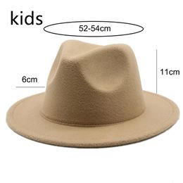 kids hat girl 52cm small child felt white black winter hat casual dress boy girls child fedora winter hat sombrero panama hombre238j