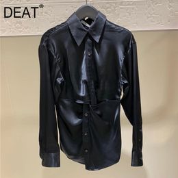 spring and summer women clothes fashion vestido turn-down collar full sleeves single breasted shirt WP52301L 210421