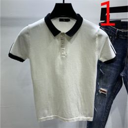 Men's round neck hollow breathable knitted short-sleeved T-shirt summer thin ice silk 210420