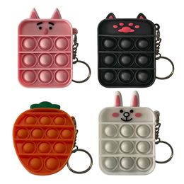 Silicone Cute Push Keychain Pendant Toy Anti-Stress Stress Reliever Adults Kids Sensory Decompression Toys
