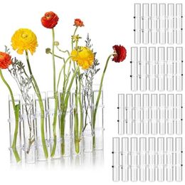 Nordic Creative Glass Vase Clear Test Tube Shape Flower Indoor Outdoor Planter For Hydroponic Plants Desktop Decor 211215