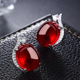 Stud Gu Li Simple Geometric Copper Inlaid Crystal Earrings For Women Chalcedony Round Fashion Temperament Ear Jewellery