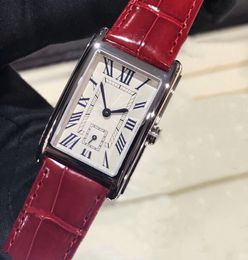 Casual Geometric rectangular Wristwatches stainlesss steel Quartz stopwatch Women roman number Bracelet real leather clock
