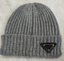 Triangle logo beanies Twist hats bonnet winter beanie knitted wool hat cap skull Thicker mask Fringe hats man MN