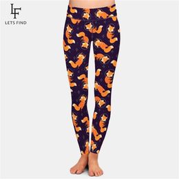 Fashion Cartoon Print Girls Leggings High Waist Elastic 220gsm Double Side Brushed Milk Silk Plus Size Women 211204