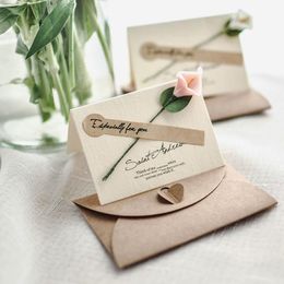 1pcs Thanksgiving Card Wedding Invitation Christmas Birthday Greeting Postcard Gift With Envelope Flowers Handwritten Cards