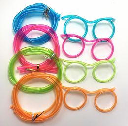 200pcs Novelty Amazing Silly Multi-colors Glasses Straw Funny Drinking Frames Eyeglasses Straws DIY Children Kids Drinkware Supplies For Party Favour SN2502