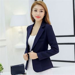 Solid Color Blazer Women Plus Size Jacket 2XL Long Sleeve Coat Spring Summer Slim Korean Office Lady Black Blazers LR26 210531