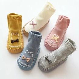rubber soled socks UK - First Walkers Baby Socks Cartoon Animal Shoes Anti-slip Rubber Soles Cotton Floor Toddler Autumn Winter Kids Booties Flats