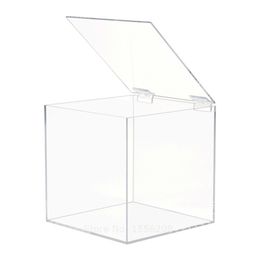Clear acryl cube Favour box of plexiglass plastic storage wedding party gift package Organiser home office usage 210922