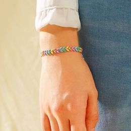 New Fashion Colorful Dripping Oil Bracelets for Women Girls Bohemian Geometry Arrow Metal Bangle Simple Jewelry