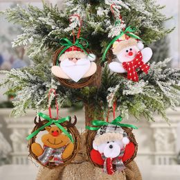 Christmas Wreath Hanging Ornaments Santa Snowman Reindeer Bear Xmas Tree Pendant Holiday Party Decoration PHJK2109
