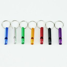 Party Favor Aluminum emergency whistle keychain camping hiking outdoor sports tools multi-function training whistles RH0193