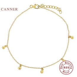CANNER Small Bead Anklet Bracelet 925 Sterling Silver Anklets For Whole Women Foot Jewellery Summer Cavigliera Donna