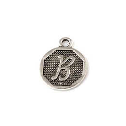 100pcs Alloy Letter " B" Disc Initial Charms Pendants For Jewellery Making Bracelet Necklace DIY Accessories 15x18.5MM A-459