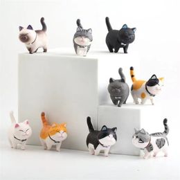 Kids Funny Cute Cat Ornaments Toys Home Bookshelf Decoration Animal Statue Handmade Doll Lovely Desk Accessories 211105