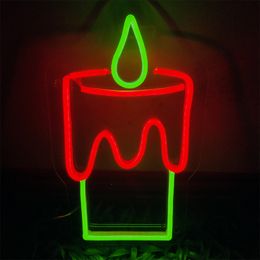 Christmas Candle Sign Holiday Lighting party Home Bar Public Places Handmade Neon Light 12 V Super Bright